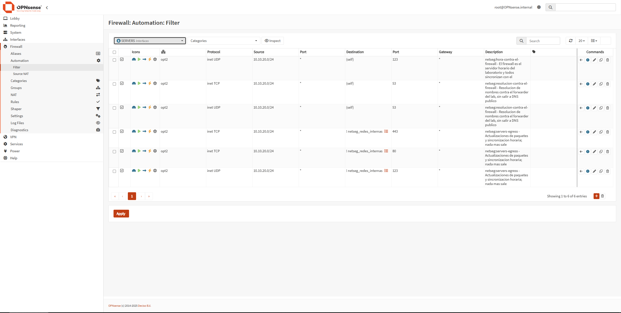 The server segment only goes out to update packages and sync the clock